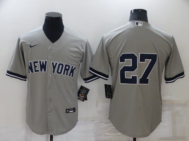Men New York Yankees #27 No Name Grey Game 2022 Nike MLB Jerseys